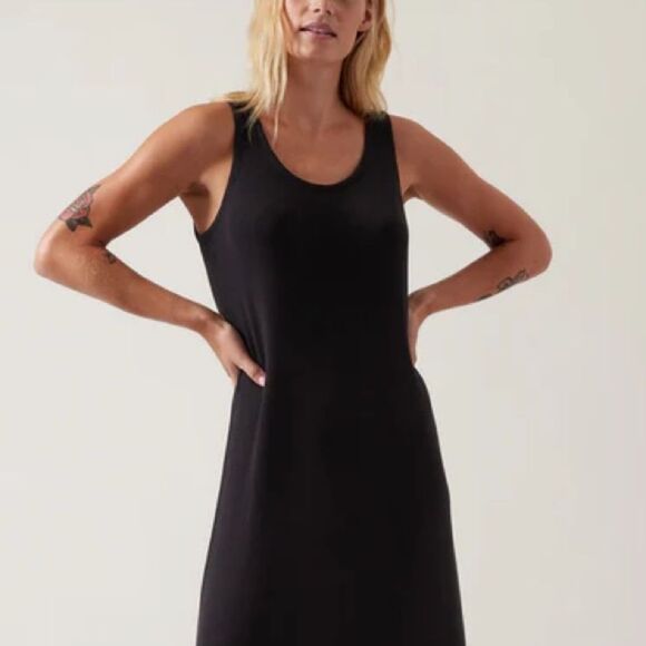 Athleta | NWT Black Well Rested Rib Sleep Tank Dress Size M - Picture 3 of 7